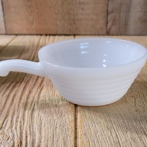 Vintage Fire King Anchor Hocking Handled Soup Bowls milk glass bakeware cookware